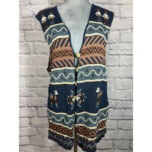 Vintage 90's Capezio Llama motif woven vest